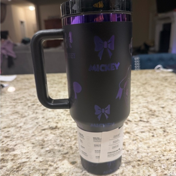 Stanley Black and Gold Mickey Mouse Custom Engraved Tumbler with Handle - Picture 2 of 3